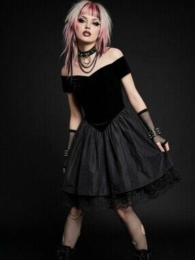 Black Velvet Lace Dress 80s Prom